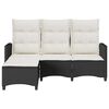 vidaXL Reclining Garden Sofa with Cushions L-shaped Black Poly Rattan