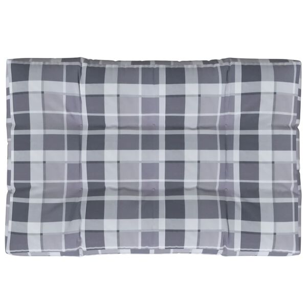 vidaXL Pallet Cushion Grey Check Pattern 120x80x12 cm Fabric