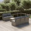 vidaXL 6 Piece Garden Lounge Set with Cushions Grey Poly Rattan