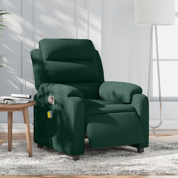vidaXL Electric Massage Recliner Chair Dark Green Velvet
