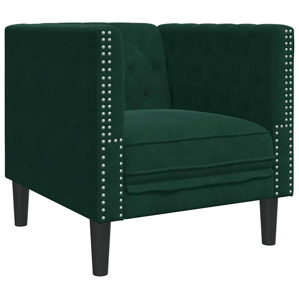 vidaXL Chesterfield Sofa Chair Dark Green Velvet
