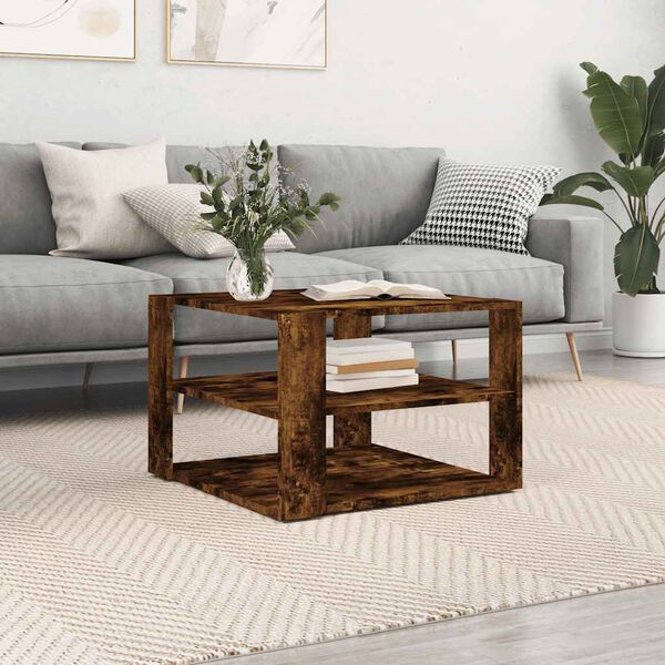 vidaXL Coffee Table Smoked Oak 58x58x40 cm Engineered Wood