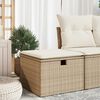 vidaXL Garden Stool with Cushion Beige 55x55x37 cm Poly Rattan