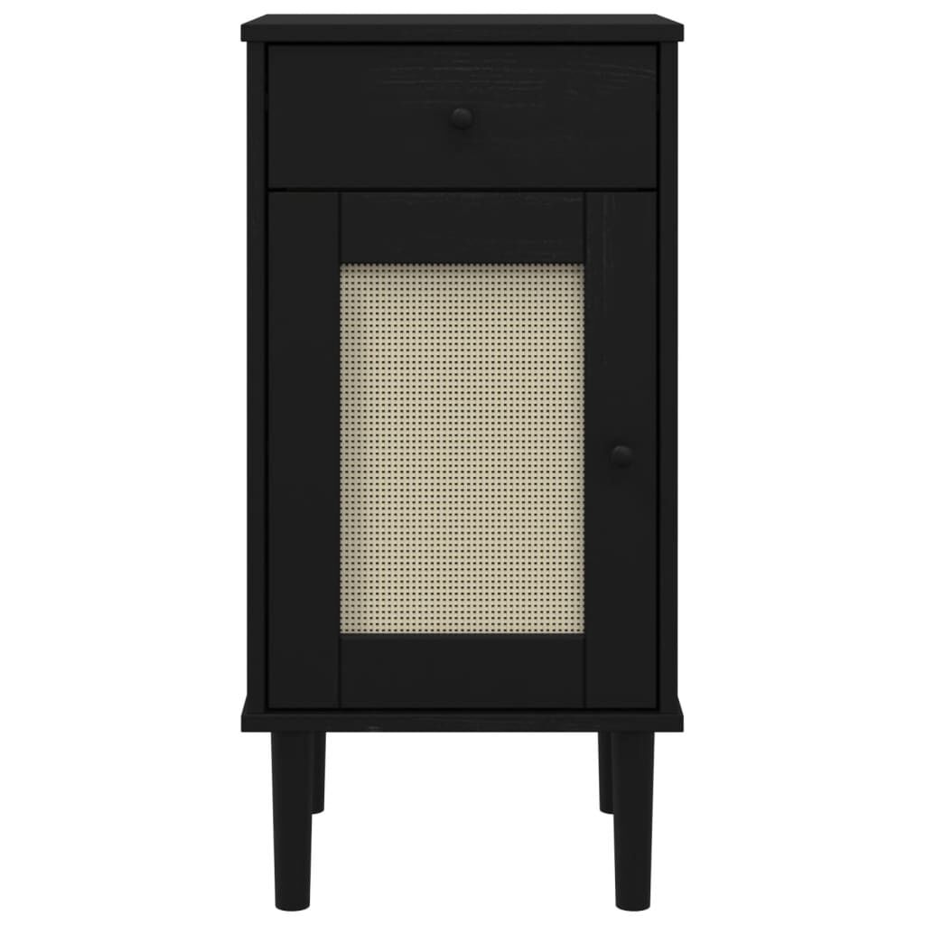 vidaXL Bedside Cabinet SENJA Rattan Look Black 40x35x80 cm Solid Wood Pine