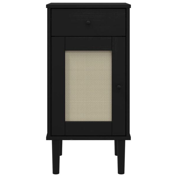 vidaXL Bedside Cabinet SENJA Rattan Look Black 40x35x80 cm Solid Wood Pine