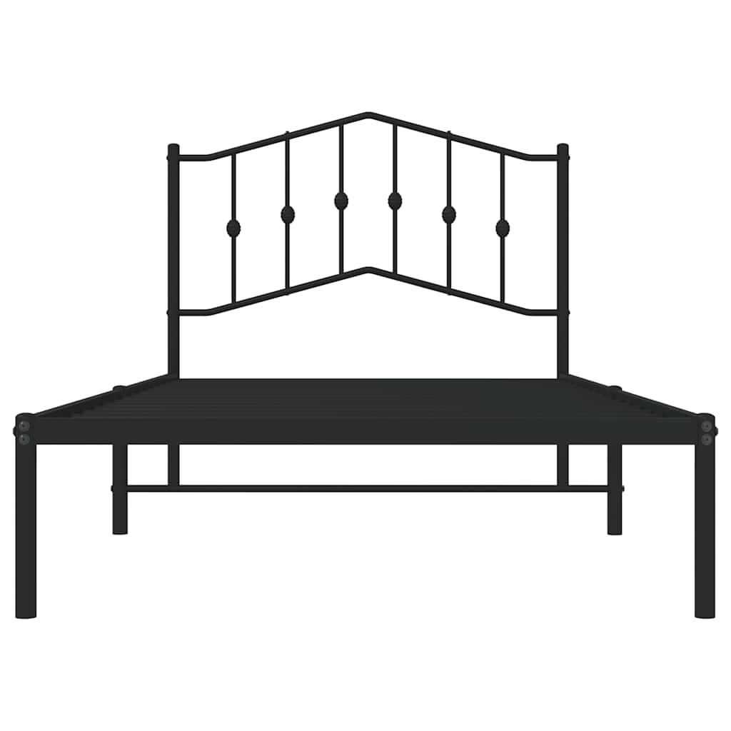 vidaXL Metal Bed Frame without Mattress with Headboard Black 100x190cm