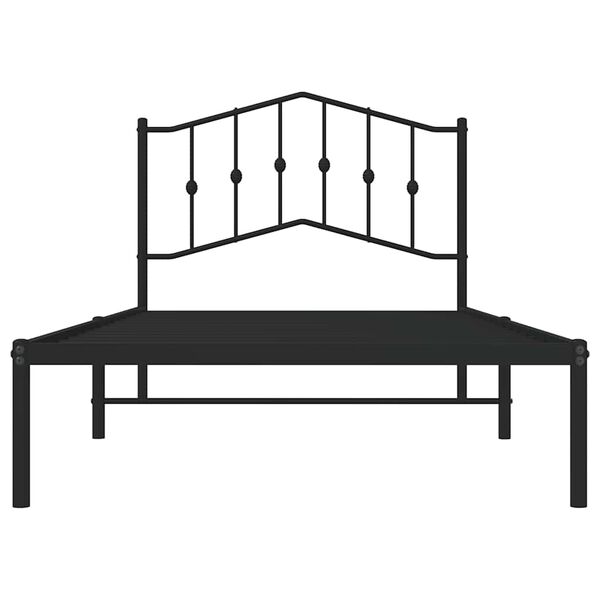 vidaXL Metal Bed Frame without Mattress with Headboard Black 100x190cm