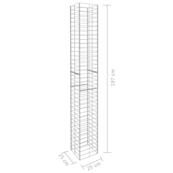 vidaXL Gabion Baskets 3 pcs Galvanised Steel 25x25x197 cm