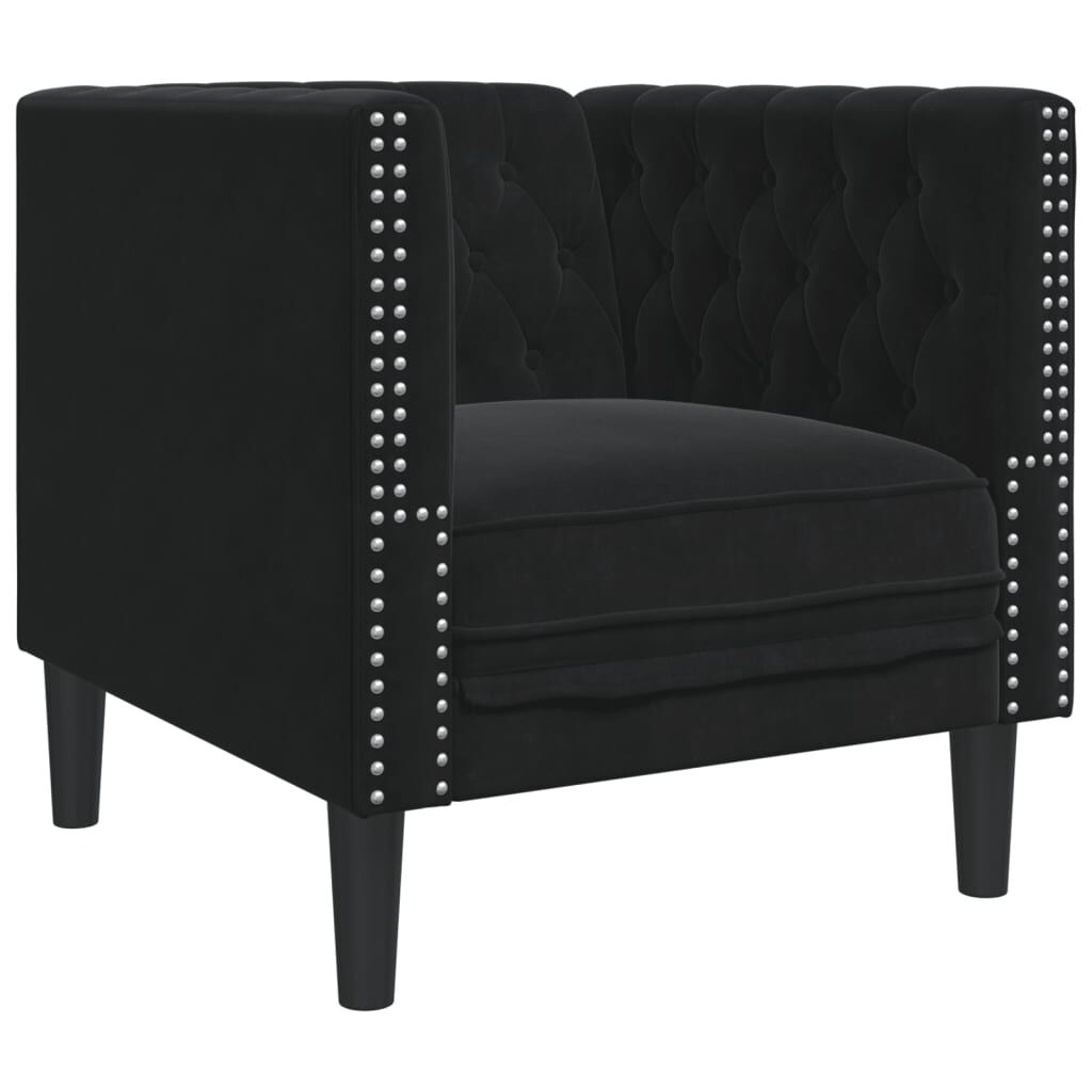 vidaXL 3 Piece Chesterfield Sofa Set with Bolsters Black Velvet
