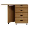 vidaXL Rolling Cabinet with Desk MOSS Honey Brown Solid Wood Pine