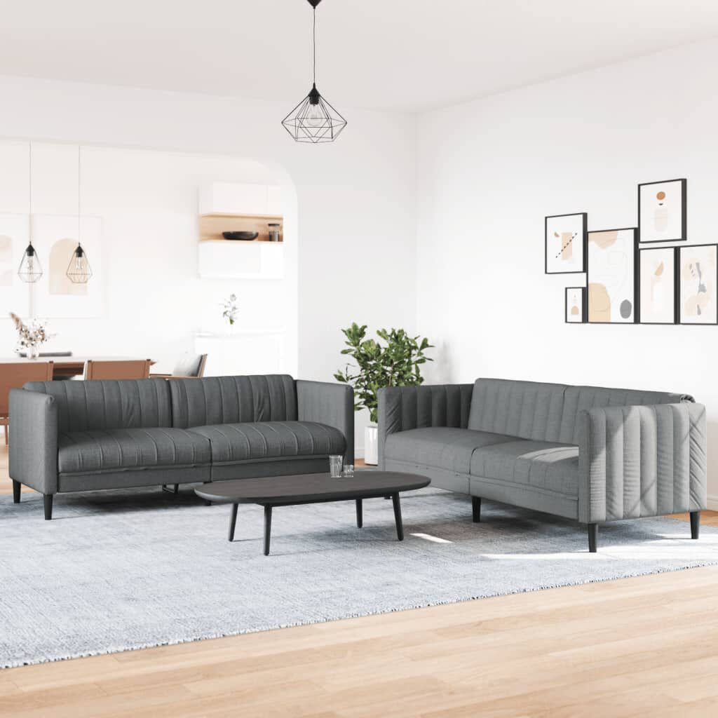vidaXL 2 Piece Sofa Set Dark Grey Fabric