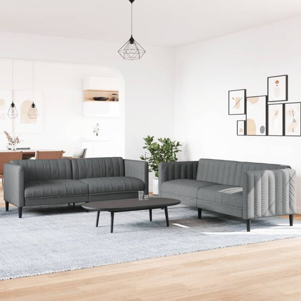 vidaXL 2 Piece Sofa Set Dark Grey Fabric