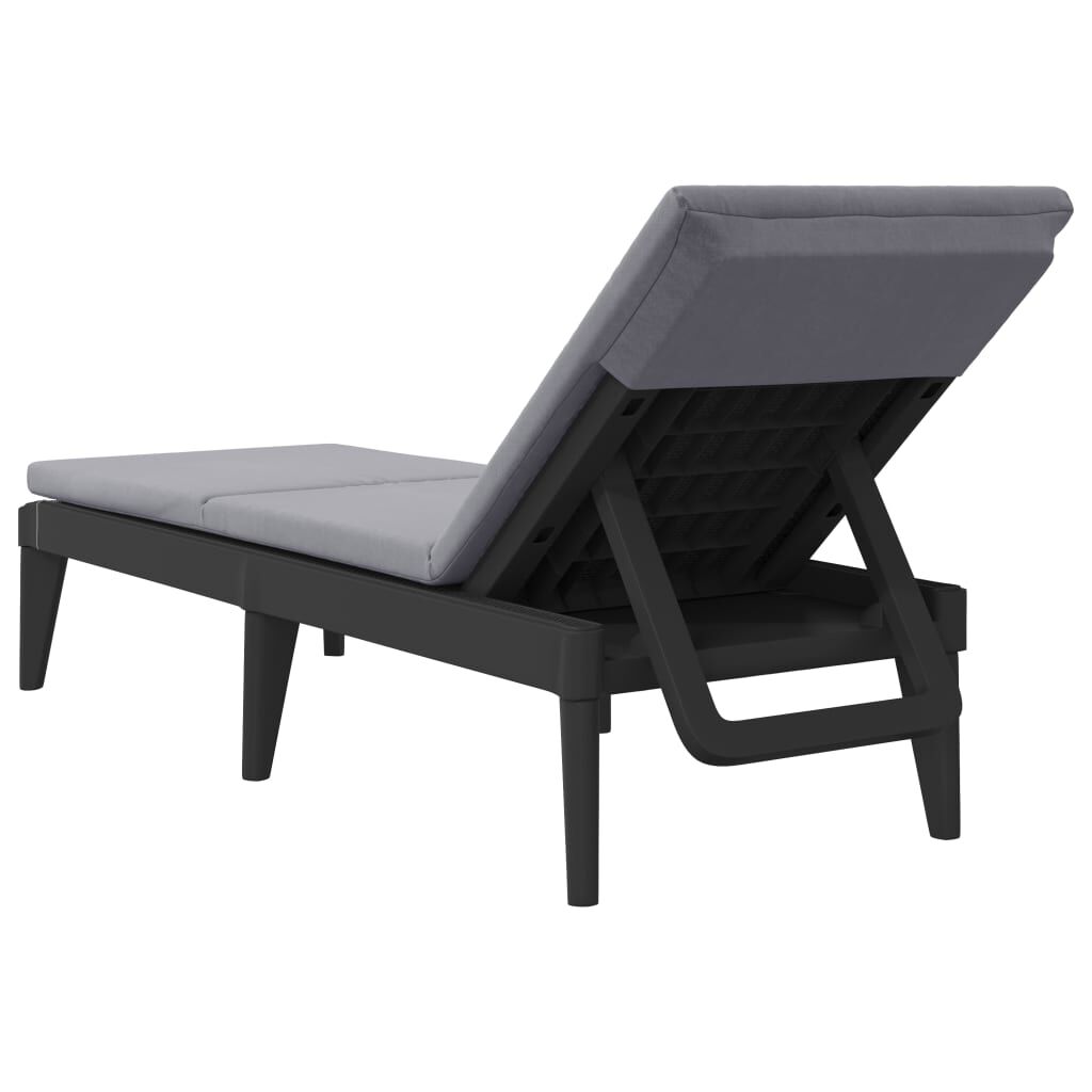 vidaXL Sun Lounger with Cushion Anthracite 186x60x29 cm PP