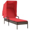 vidaXL Sun Lounger with Canopy and Table Brown Poly Rattan