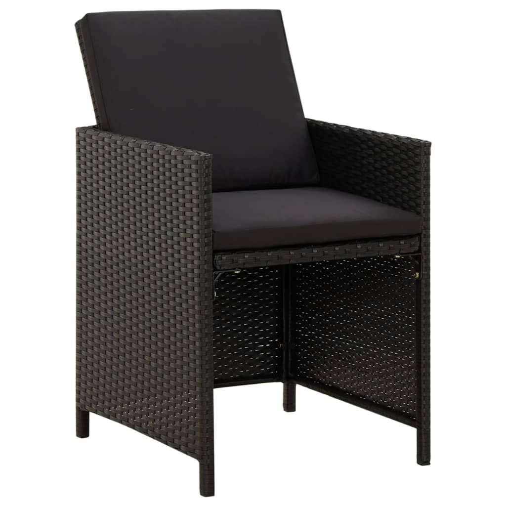 vidaXL Garden Chairs with Cushions 4 pcs Poly Rattan Black