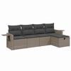 vidaXL 5 Piece Garden Sofa Set with Cushions Grey Poly Rattan