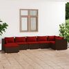 vidaXL 7 Piece Garden Lounge Set with Cushions Poly Rattan Brown
