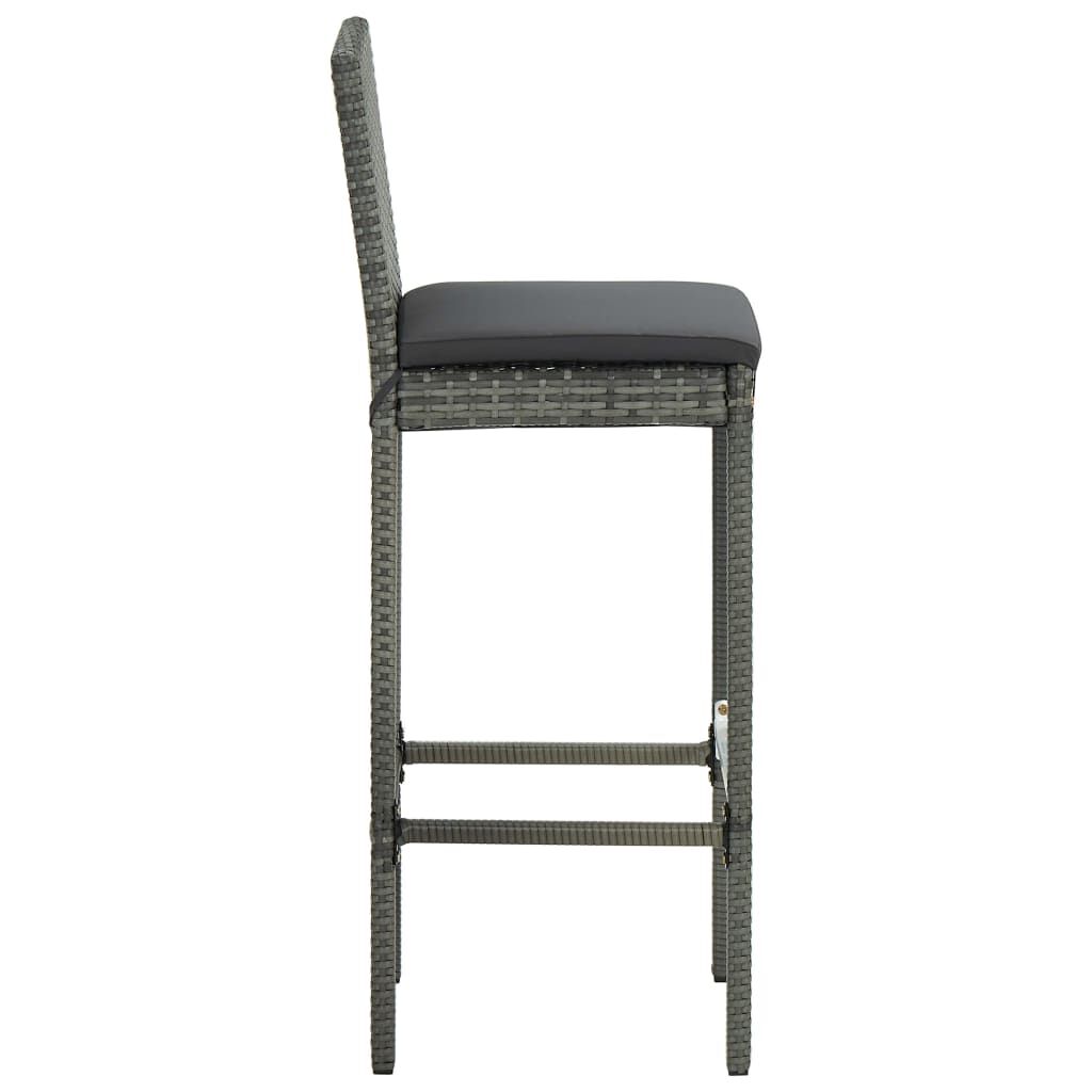vidaXL 3 Piece Garden Bar Set with Cushions Grey