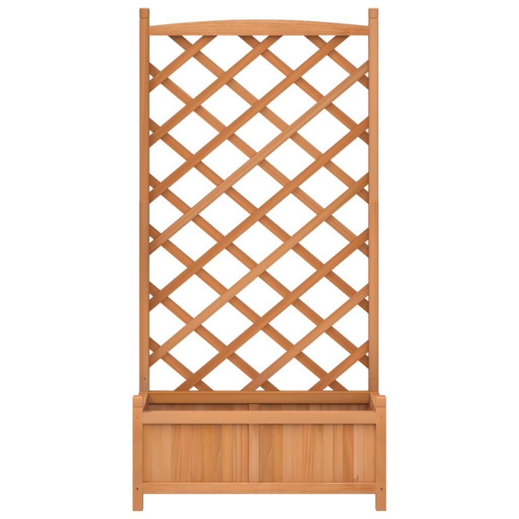 vidaXL Planter with Trellis Brown Solid Wood Fir