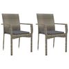 vidaXL 3 Piece Garden Dining Set with Cushions Grey Poly Rattan
