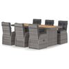 vidaXL 7 Piece Outdoor Dining Set with Cushions Poly Rattan Grey