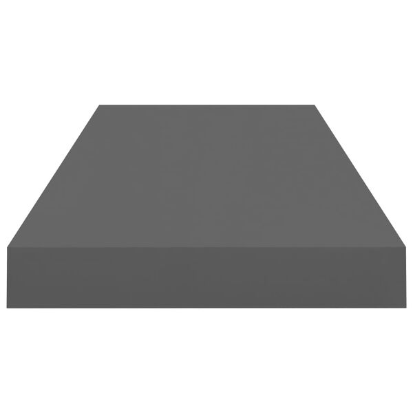 vidaXL Floating Wall Shelves 2 pcs High Gloss Grey 60x23.5x3.8 cm MDF