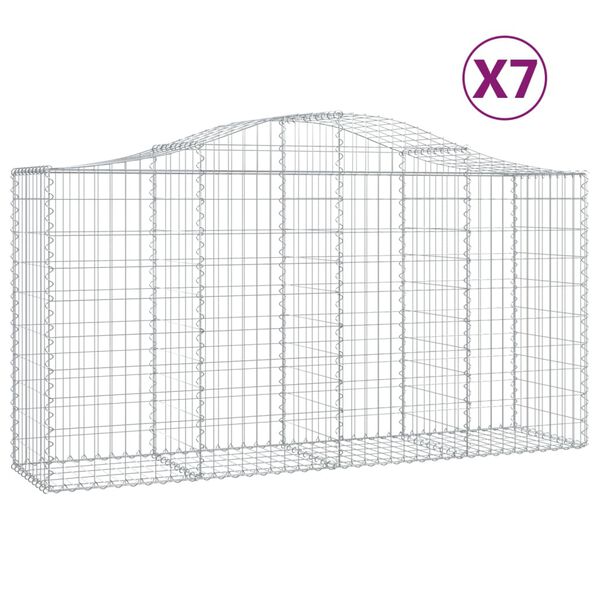 vidaXL Arched Gabion Baskets 7 pcs 200x50x100/120 cm Galvanised Iron