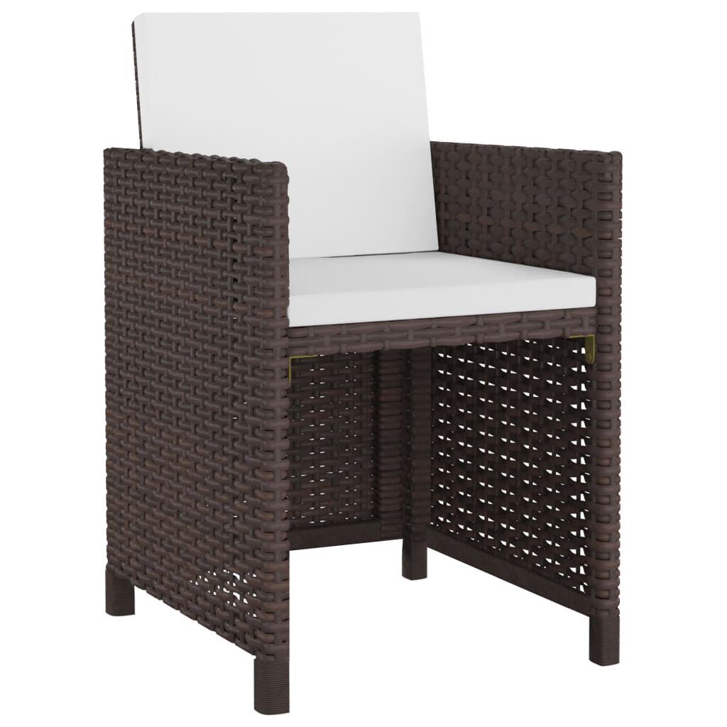 vidaXL 5 Piece Outdoor Dining Set with Cushions Poly Rattan Brown