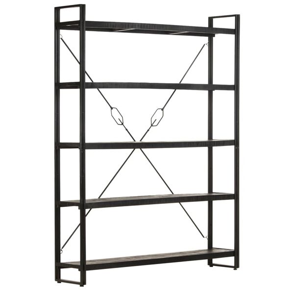 vidaXL 5-Tier Bookcase Black 140x30x180 cm Solid Mango Wood