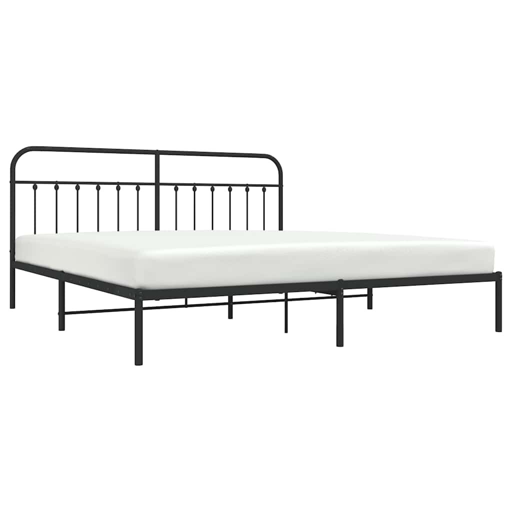 vidaXL Metal Bed Frame without Mattress with Headboard Black 193x203cm