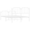 vidaXL Metal Bed Frame without Mattress with Footboard&nbsp;White 150x200cm