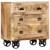 vidaXL Side Cabinet with Wheel 70x40x75 cm Solid Mango Wood