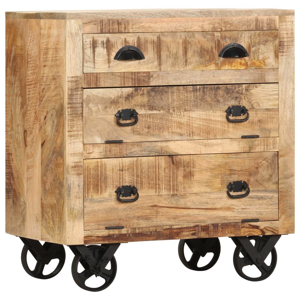 vidaXL Side Cabinet with Wheel 70x40x75 cm Solid Mango Wood