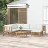 vidaXL 8 Piece Garden Lounge Set with Cream White Cushions Bamboo