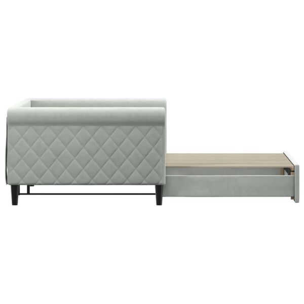 vidaXL Daybed with Trundle without Mattress Light Grey 100x190 cm