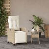 vidaXL Reclining Garden Chair with Footrest Beige Poly Rattan