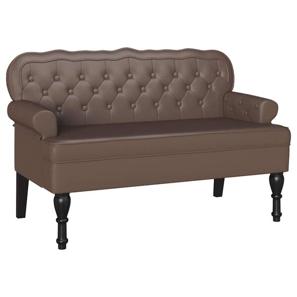 vidaXL Chesterfield Bench Brown 119.5 x 64.5 x 75 cm Faux Leather