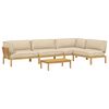vidaXL Sofa Set with Cushion Plain 5 pcs Beige Solid Acacia Wood