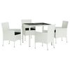vidaXL 5 Piece Garden Dining Set with Cushions White Poly Rattan