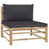 vidaXL 12 Piece Garden Lounge Set with Dark Grey Cushions Bamboo