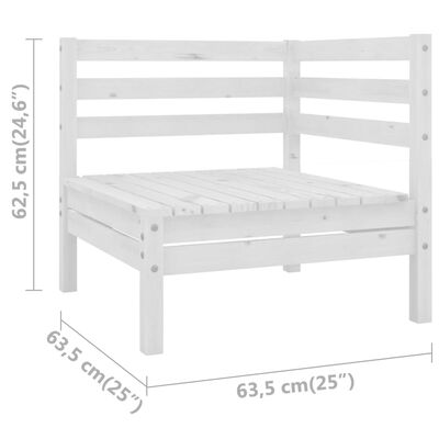 vidaXL Garden Corner Sofa White Solid Wood Pine