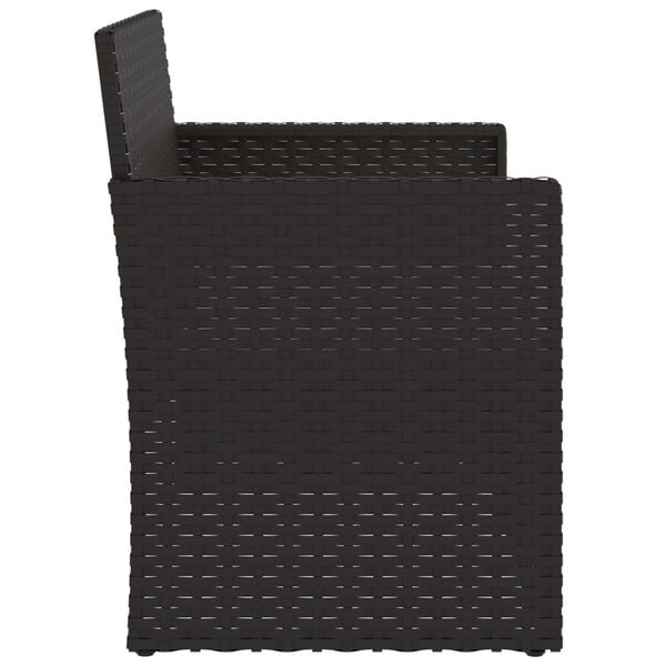 vidaXL Garden Bench with Cushions Black 105 cm Poly Rattan
