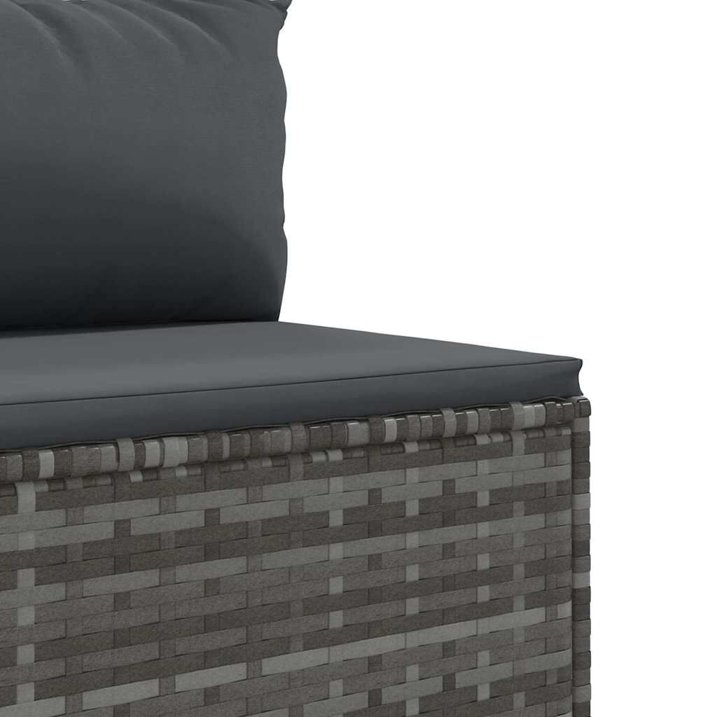 vidaXL 6 Piece Garden Lounge Set with Cushions Grey Poly Rattan