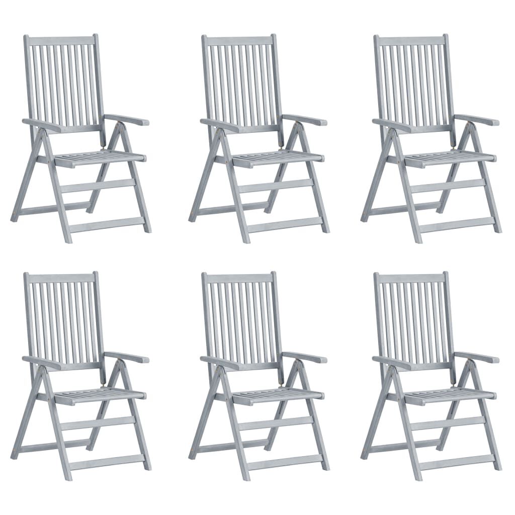 vidaXL Garden Reclining Chairs 6 pcs with Cushions Solid Acacia Wood
