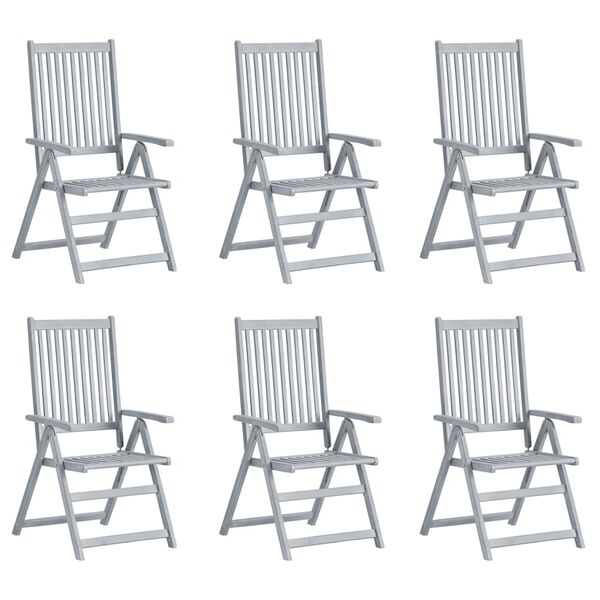 vidaXL Garden Reclining Chairs 6 pcs with Cushions Solid Acacia Wood