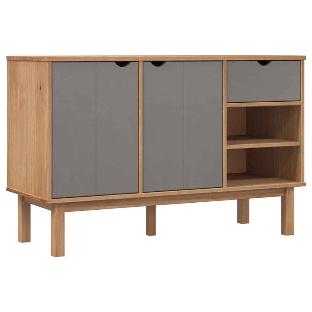 vidaXL Sideboard OTTA Brown and Grey 114x43x73.5 cm Solid Wood Pine