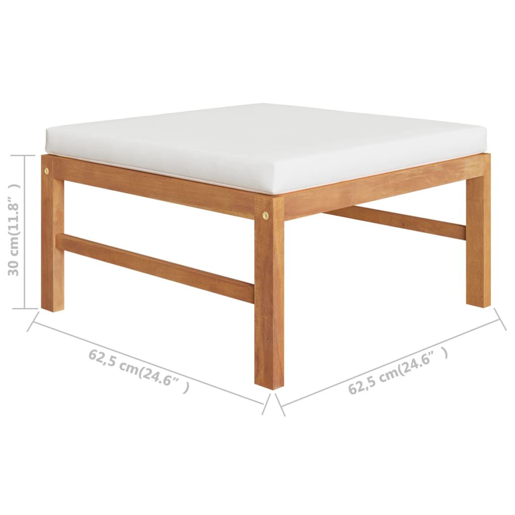 vidaXL 3 Piece Garden Lounge Set with Cream Cushions Teak Wood
