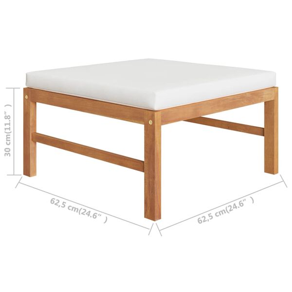 vidaXL 3 Piece Garden Lounge Set with Cream Cushions Teak Wood