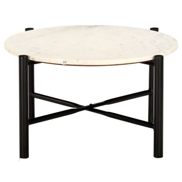 vidaXL Coffee Table White 60x60x35 cm Real Stone with Marble Texture