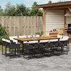 vidaXL 13 Piece Garden Dining Set with Cushions Black Poly Rattan